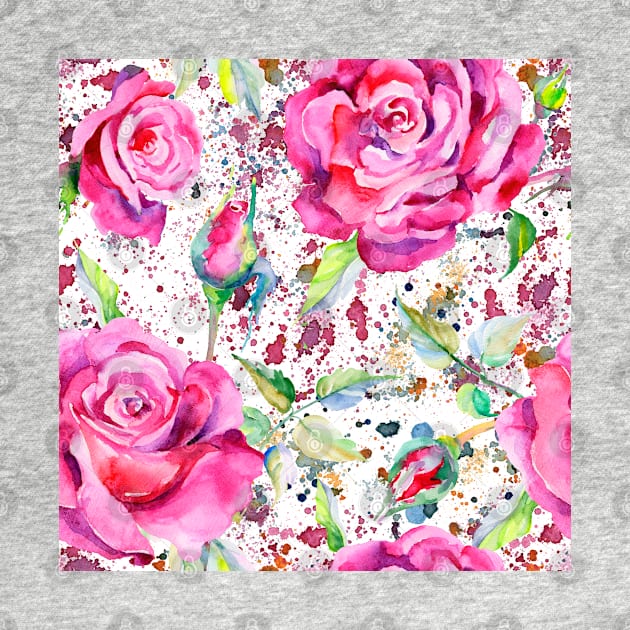 Watercolor Splash Painted Floral Roses by MysticMagpie